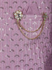 Purple Sequin Embroidered Brocade Kurta Pyjama - Diadem