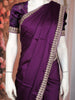 Purple Sequins Design  Satin Saree with Embellished Lace Border