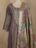 Purple Sequins Zari Embroidered Design Tissue Silk Palazzo Suit with Dupatta