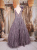Purple Sequins and Beads Embroidered Design Net Gown