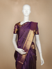 Purple Small Butta Woven Pure Kanchipuram Silk Saree with Rich Zari Border