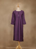 Purple Solid Cotton Kurti With Button Detailing