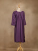 Purple Solid Cotton Kurti With Button Detailing