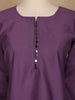 Purple Solid Cotton Kurti With Button Detailing