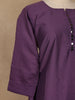 Purple Solid Cotton Kurti With Button Detailing