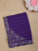 Purple Striped Floral Design Georgette Saree