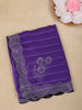 Purple Striped Floral Design Georgette Saree