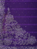 Purple Striped Floral Design Georgette Saree