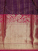 Purple Striped Zari Woven Kanchipuram Silk Saree With Contrast Pink Pallu And Border