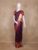 Purple Striped Zari Woven Kanchipuram Silk Saree With Contrast Pink Pallu And Border