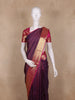 Purple Striped Zari Woven Kanchipuram Silk Saree With Contrast Pink Pallu And Border