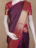 Purple Striped Zari Woven Kanchipuram Silk Saree With Contrast Pink Pallu And Border