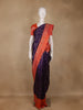 Purple Stripes And Butta Woven Pure Kanchipuram Silk Saree