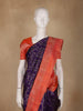 Purple Stripes And Butta Woven Pure Kanchipuram Silk Saree