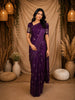 Purple Floral Woven Banarasi Silk Saree With Zari Border