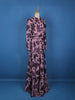 Purple Floral Design Chiffon Partywear Gown - Diadem