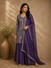 Purple Floral Design Crepe Salwar Palazzo Suit