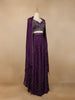 Purple Floral Design Crepe Salwar Palazzo Suit - Diadem