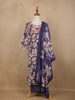 Purple Floral Design Print Cotton Salwar Suit - Diadem