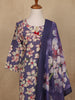 Purple Floral Design Print Cotton Salwar Suit - Diadem