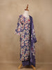 Purple Floral Design Print Cotton Salwar Suit - Diadem