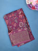 Purple Floral Design Printed Cotton Saree - Diadem
