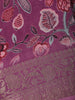 Purple Floral Design Printed Cotton Saree - Diadem