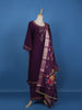 Purple Floral Designed Semi Silk Salwar Suit - Diadem