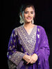 Purple Floral Designed Banarasi Silk Palazzo Salwar Suit