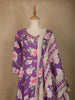 Purple Floral Designed Cotton Anarkali Salwar Suit - Diadem