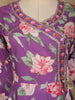Purple Floral Designed Cotton Anarkali Salwar Suit - Diadem