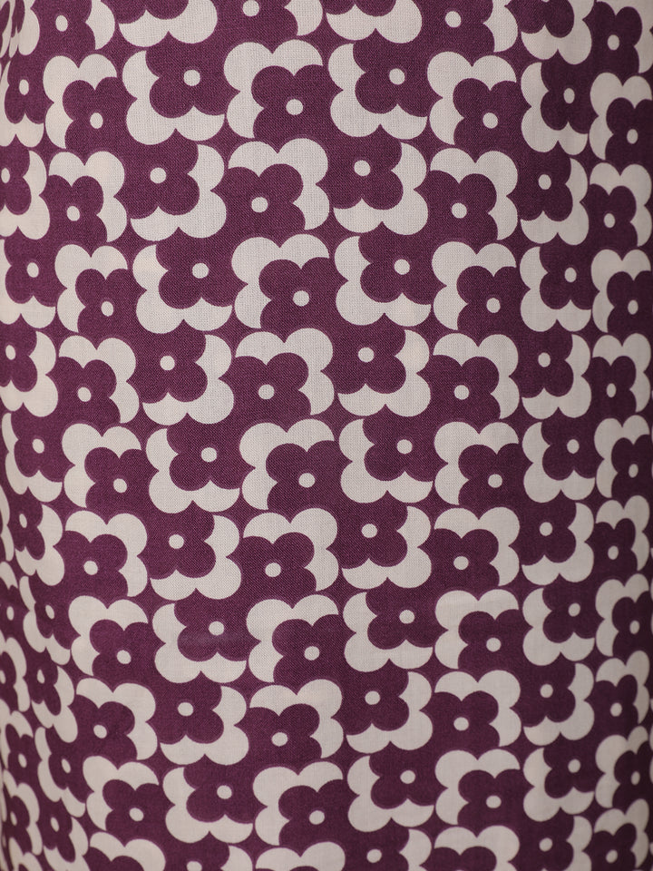 Purple Floral Designed Cotton Salwar Suit - Diadem