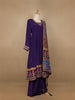 Purple Floral Designed Semi Silk Anarkali Salwar Suit - Diadem