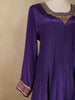 Purple Floral Designed Semi Silk Anarkali Salwar Suit - Diadem
