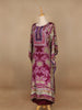 Purple Floral Designed Semi Silk Kaftan Suit