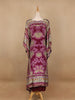 Purple Floral Designed Semi Silk Kaftan Suit
