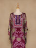 Purple Floral Designed Semi Silk Kaftan Suit