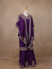 Purple Floral Designed Semi Silk Palazzo Salwar Suit - Diadem