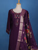 Purple Floral Designed Semi Silk Salwar Suit - Diadem