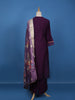 Purple Floral Designed Semi Silk Salwar Suit - Diadem