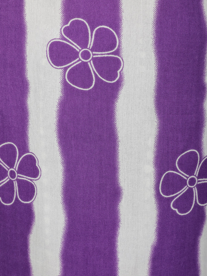 Purple Floral Designed Tie-Dye Rayon Salwar Suit - Diadem
