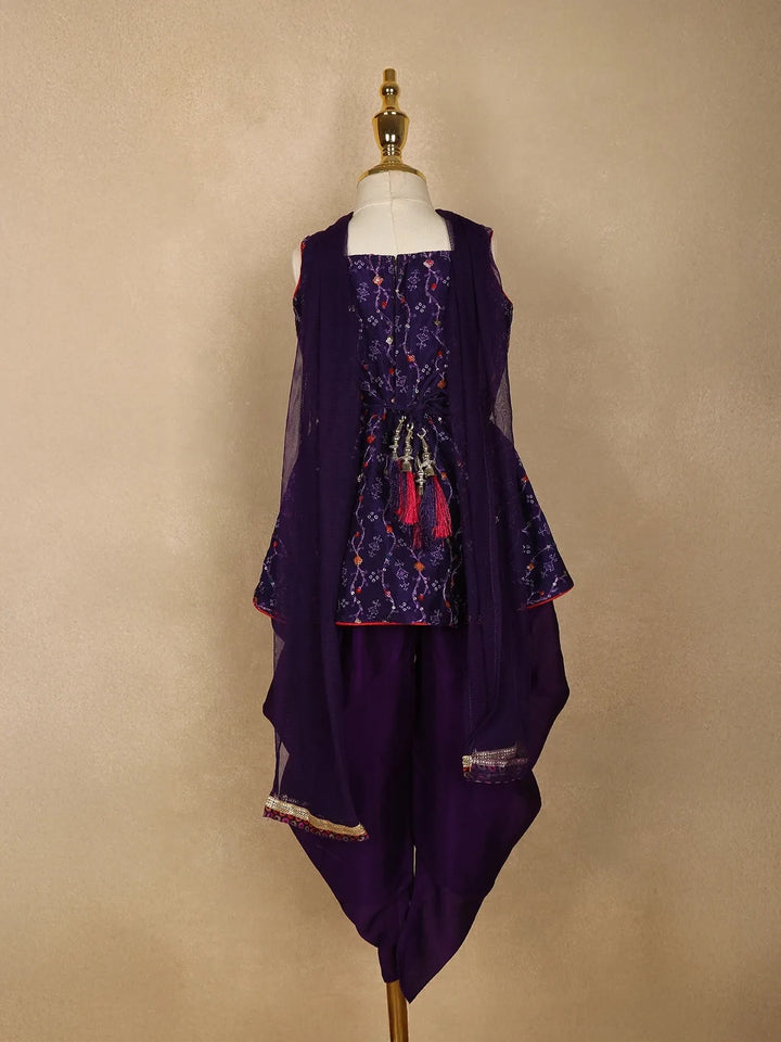 Purple Floral Embroidered Crepe Patiala Salwar Suit - Diadem