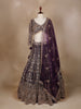 Purple Floral Embroidery Bridal Net Lehenga - Diadem