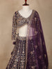 Purple Floral Embroidery Bridal Net Lehenga - Diadem