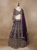 Purple Floral Embroidery Bridal Net Lehenga - Diadem