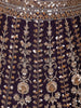 Purple Floral Embroidery Bridal Net Lehenga - Diadem