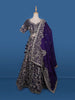 Purple Floral Embroidery Bridal Raw Silk Lehenga - Diadem