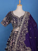 Purple Floral Embroidery Bridal Raw Silk Lehenga - Diadem
