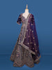 Purple Floral Embroidery Bridal Raw Silk Lehenga - Diadem