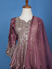 Purple Floral Mirror Zari Embroidery Georgette Lehenga - Diadem